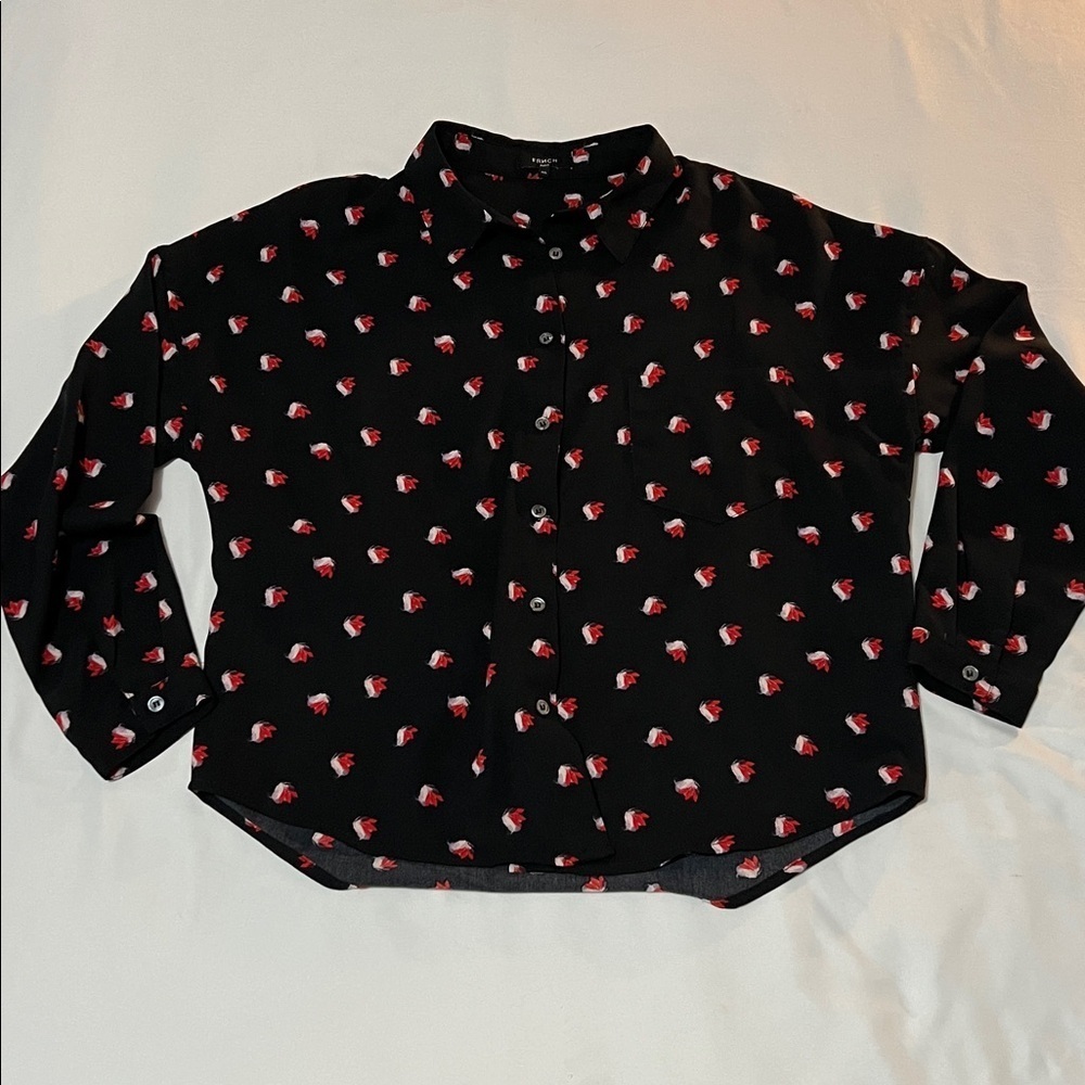FRNCH Paris Floral Print Button Down Blouse